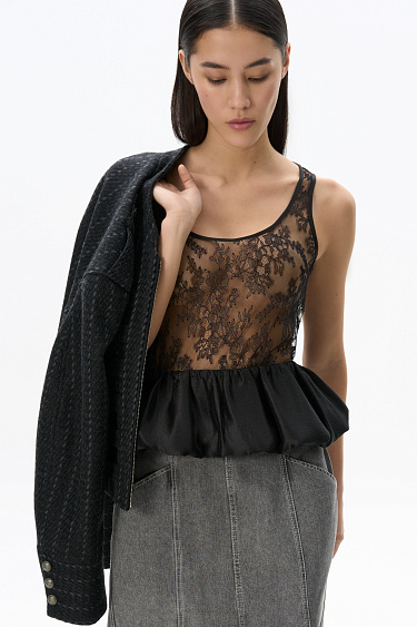 Lace top with peplum - BRUSNIKA Women Clothes