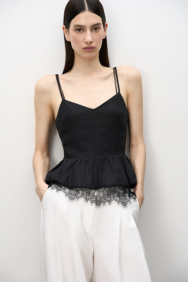 Linen top with peplum - BRUSNIKA Women Clothes