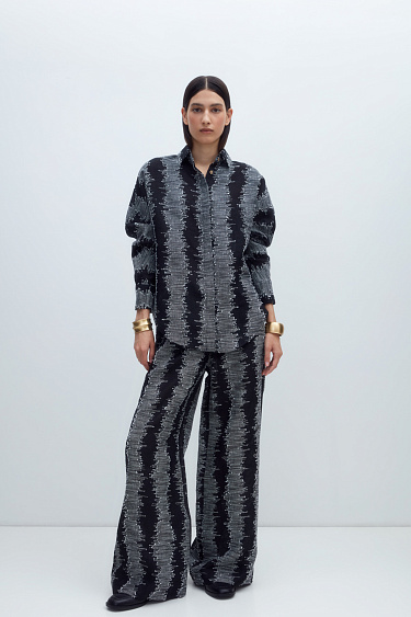 100% linen shirt with a print - BRUSNIKA Women Clothes
