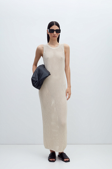 Knit cotton sundress with perforation - BRUSNIKA Women Clothes