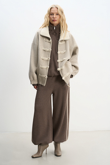 wool bomber jacket with an Asian‑style fastener - BRUSNIKA Women Clothes