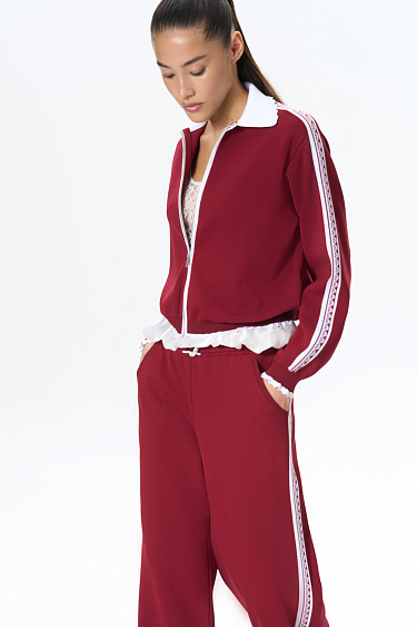 Bomber jacket with stripes and lace - BRUSNIKA Women Clothes