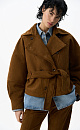 Double-breasted short suede trench coat - BRUSNIKA. Women clothes