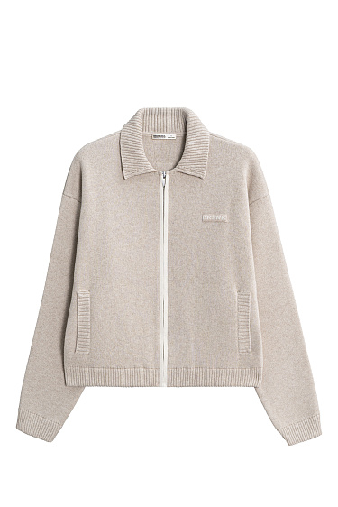 Knitted bomber jacket with zipper - BRUSNIKA Women Clothes