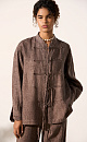 100% linen shirt with ties - BRUSNIKA. Women clothes