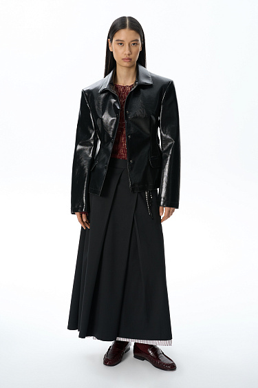 Midi skirt with diagonal pleats - BRUSNIKA Women Clothes