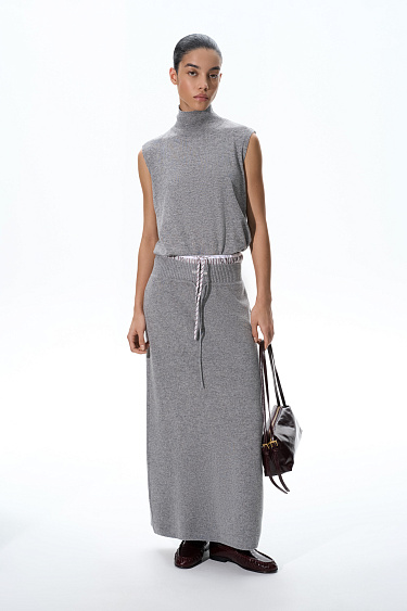 Knitted vest with a high collar - BRUSNIKA Women Clothes