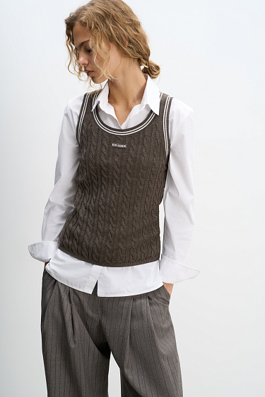 Knitted tank top with braids - BRUSNIKA Women Clothes