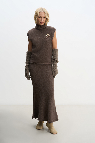 Maxi skirt made of fox fur - BRUSNIKA Women Clothes