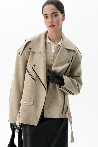 Wool-blend biker jacket - BRUSNIKA Women Clothes