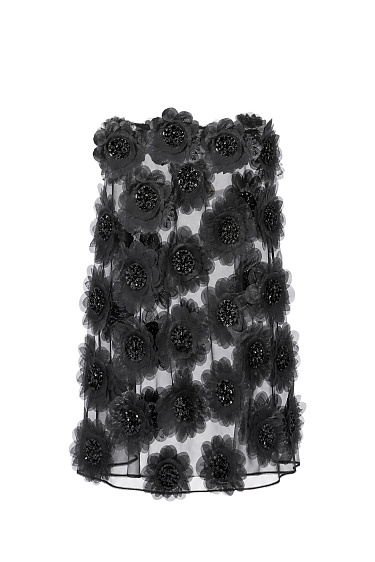 Sheer skirt with voluminous flowers - BRUSNIKA Women Clothes