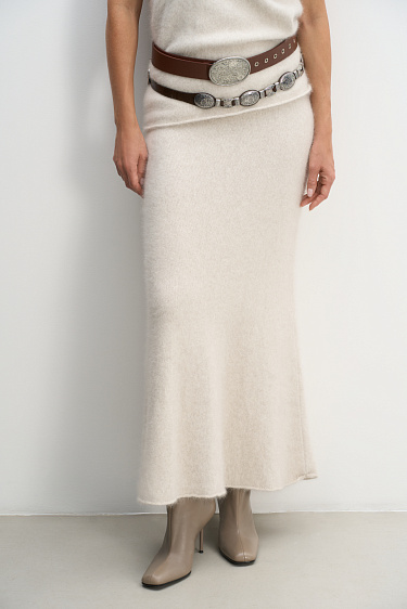 Maxi skirt made of fox fur - BRUSNIKA Women Clothes
