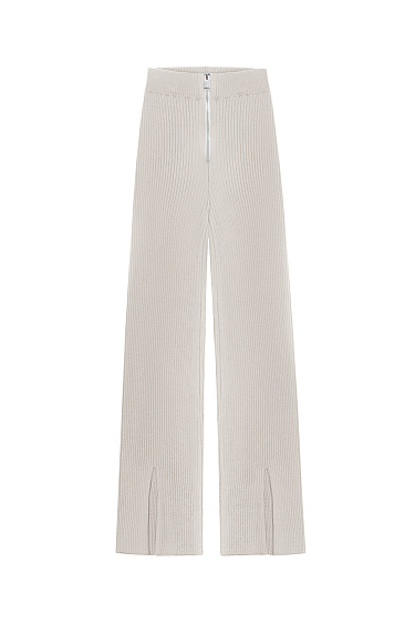 Front-slit rib knit trousers - BRUSNIKA Women Clothes