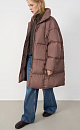 Hooded down jacket with knitted cuffs - BRUSNIKA. Women clothes