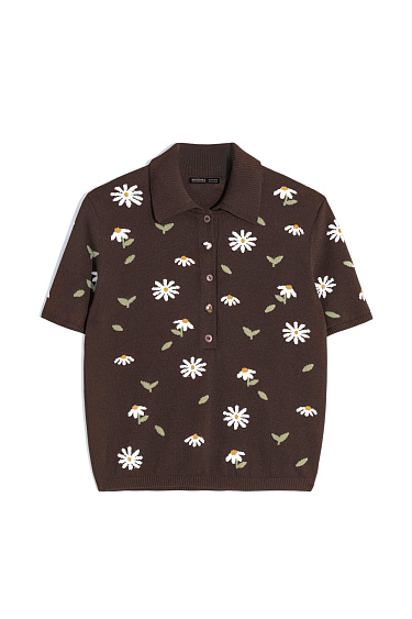 Polo with daisies - BRUSNIKA Women Clothes