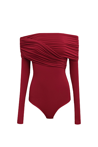 Bodysuit with draped bodice - BRUSNIKA Women Clothes