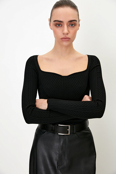 Bodysuit with shaped neckline - BRUSNIKA Women Clothes