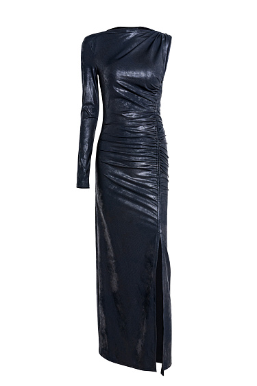 Asymmetrical dress with draping - BRUSNIKA Women Clothes