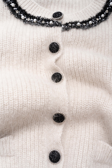 fox down cardigan with accent buttons - BRUSNIKA Women Clothes