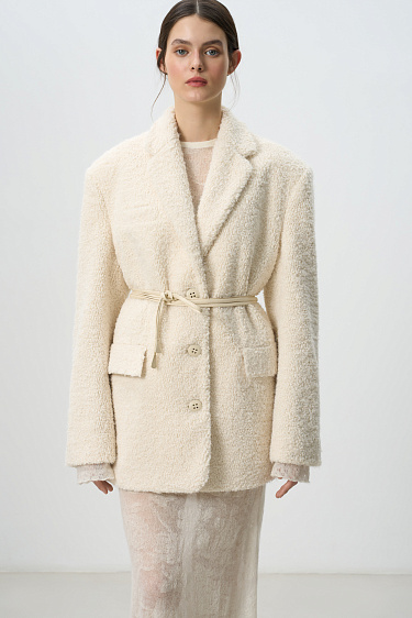 Eco-fur coat with belt - BRUSNIKA Women Clothes