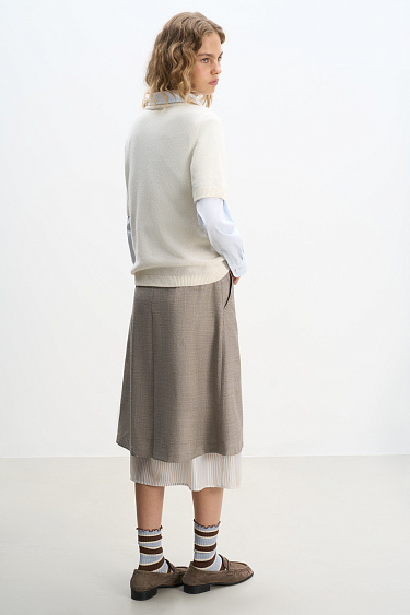 Midi skirt with inverted pleats and an underskirt - BRUSNIKA Women Clothes