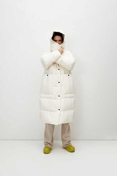 Long hooded down jacket - BRUSNIKA Women Clothes