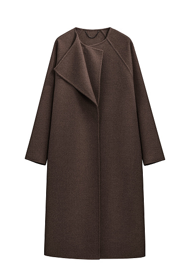 Wool coat with an asymmetrical lapel - BRUSNIKA Women Clothes