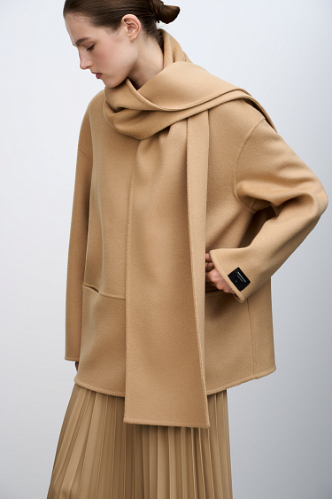 Double-breasted coat with scarf collar - BRUSNIKA Women Clothes