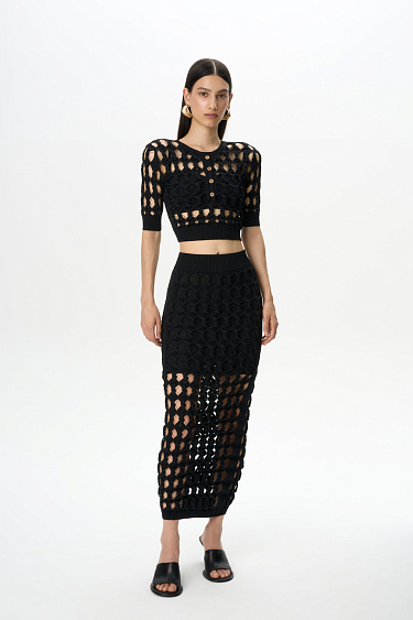Large openwork weave pencil skirt - BRUSNIKA Women Clothes