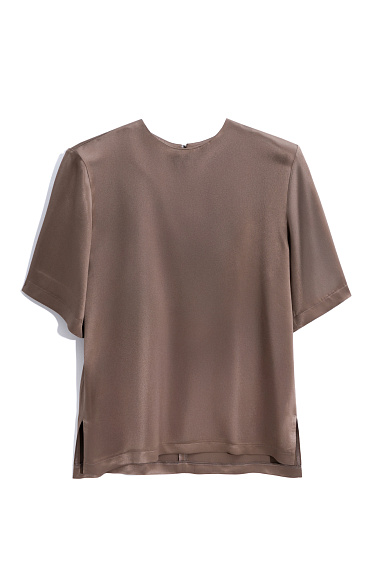 Satin T-shirt with shoulder pads - BRUSNIKA Women Clothes