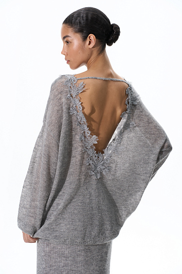 Merino wool jumper with lace - BRUSNIKA Women Clothes