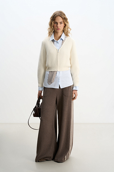 Zippered fox-fur cardigan - BRUSNIKA Women Clothes