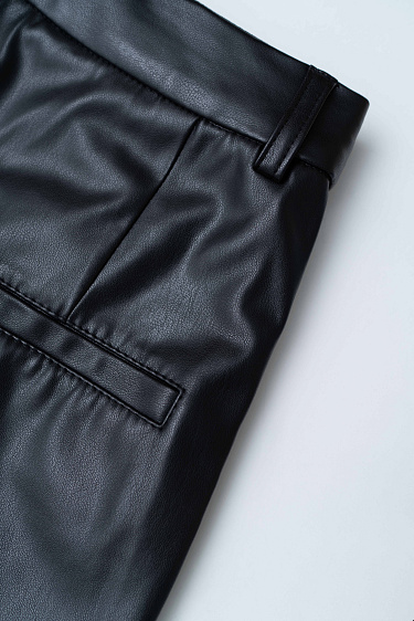 Straight trousers made of eco-leather - BRUSNIKA Women Clothes