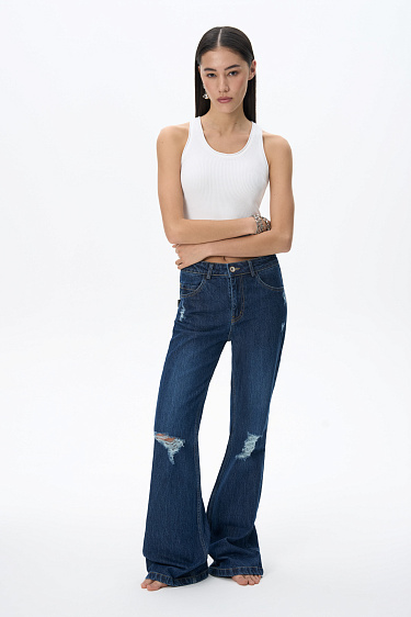 Flared jeans in the grunge style - BRUSNIKA Women Clothes