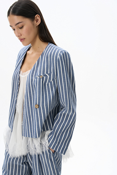 Cropped wrap blazer - BRUSNIKA Women Clothes