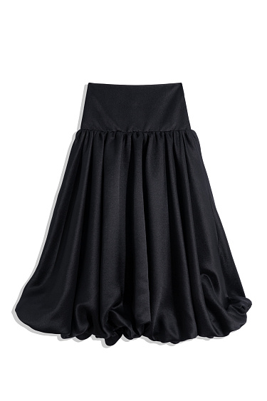 Satin balloon skirt with a yoke - BRUSNIKA Women Clothes
