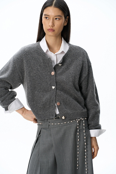Fox-fur buttoned cardigan - BRUSNIKA Women Clothes
