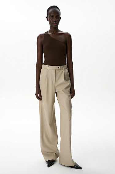 Straight trousers made of eco-leather - BRUSNIKA Women Clothes