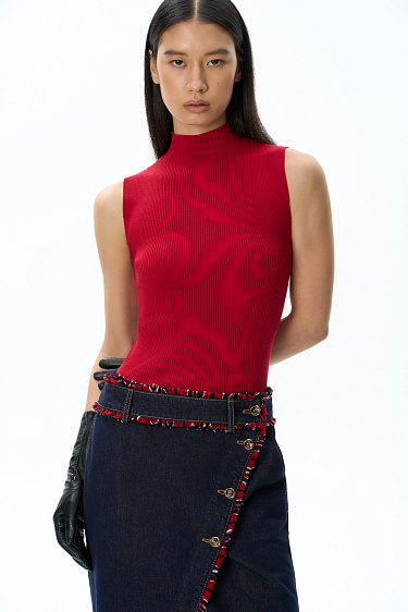 knitted viscose top with a high neck - BRUSNIKA Women Clothes