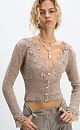 Merino wool cardigan with lace - BRUSNIKA. Women clothes