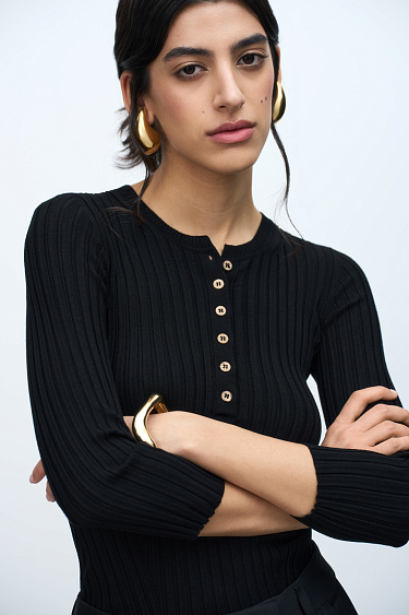 Wide rib-knit jumper - BRUSNIKA Women Clothes