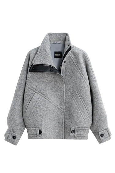 Wool bomber jacket with a stand collar - BRUSNIKA Women Clothes