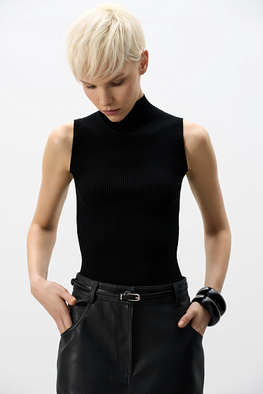 Viscose top with a high collar - BRUSNIKA Women Clothes