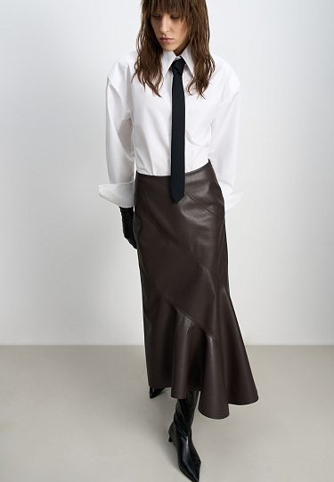 Asymmetrical faux leather skirt - BRUSNIKA Women Clothes