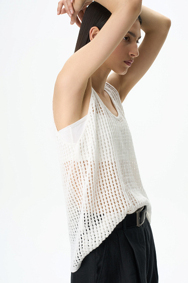 Linen mesh tank top - BRUSNIKA Women Clothes