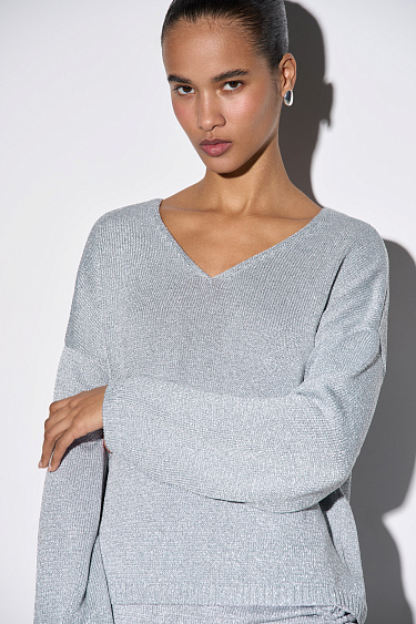 V-neck jumper with lurex - BRUSNIKA Women Clothes