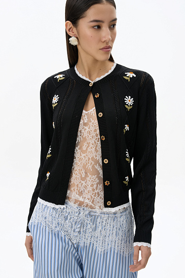 Cardigan with daisies - BRUSNIKA Women Clothes