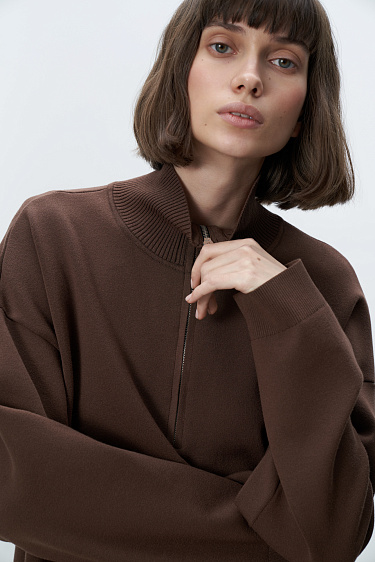 viscose jumper with a stand collar - BRUSNIKA Women Clothes