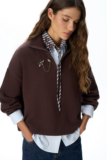 Jumper with stand-up collar - BRUSNIKA Women Clothes
