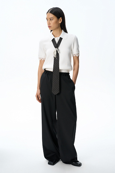 100% cotton polo with lace - BRUSNIKA Women Clothes